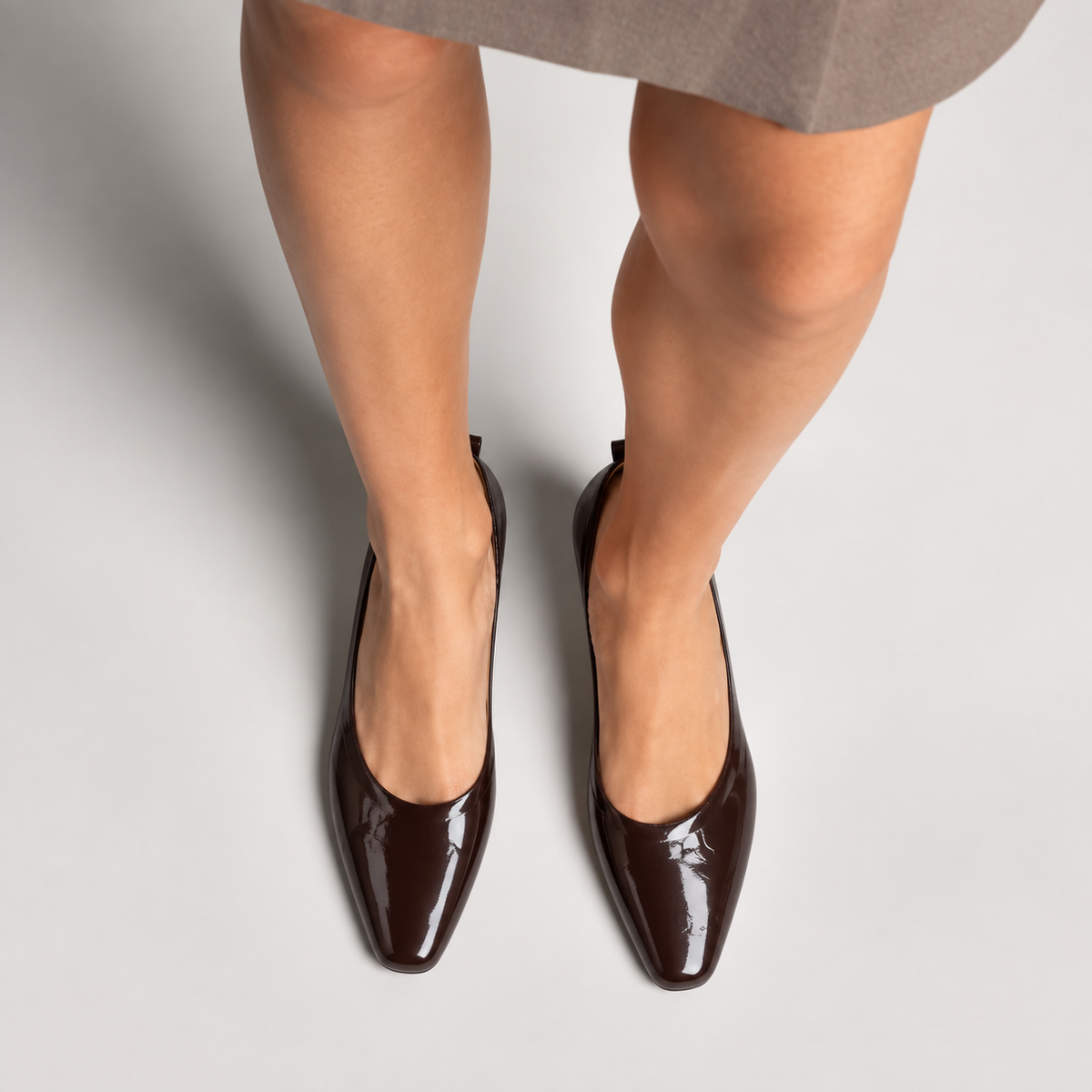 Womens Patent Leather Square Toe Ballet Flats side view - women's ballet flats UK