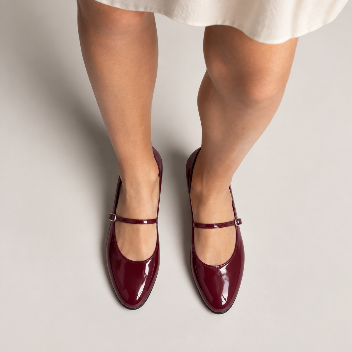 Burgundy Patent Leather Mary Jane Heels side view - mary jane heels UK