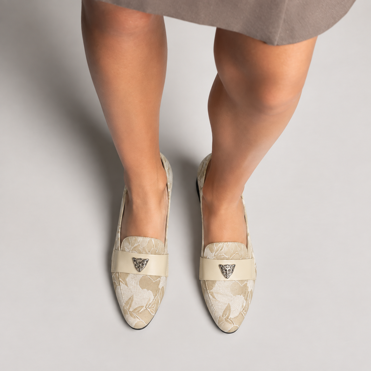 Womens Floral Pattern Loafers side view - womens loafers UK