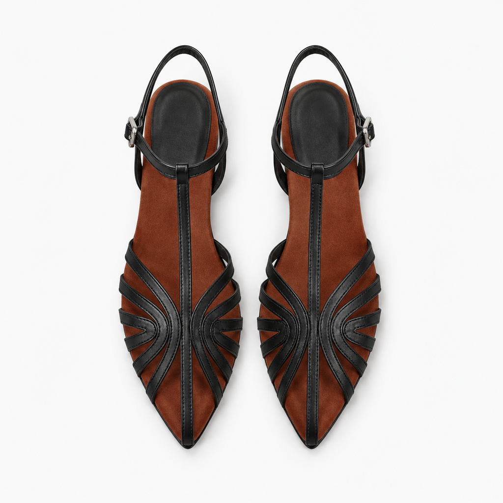 Womens Pointed Cut Out Ballet Flats cut-out detail - ladies ballet flats UK
