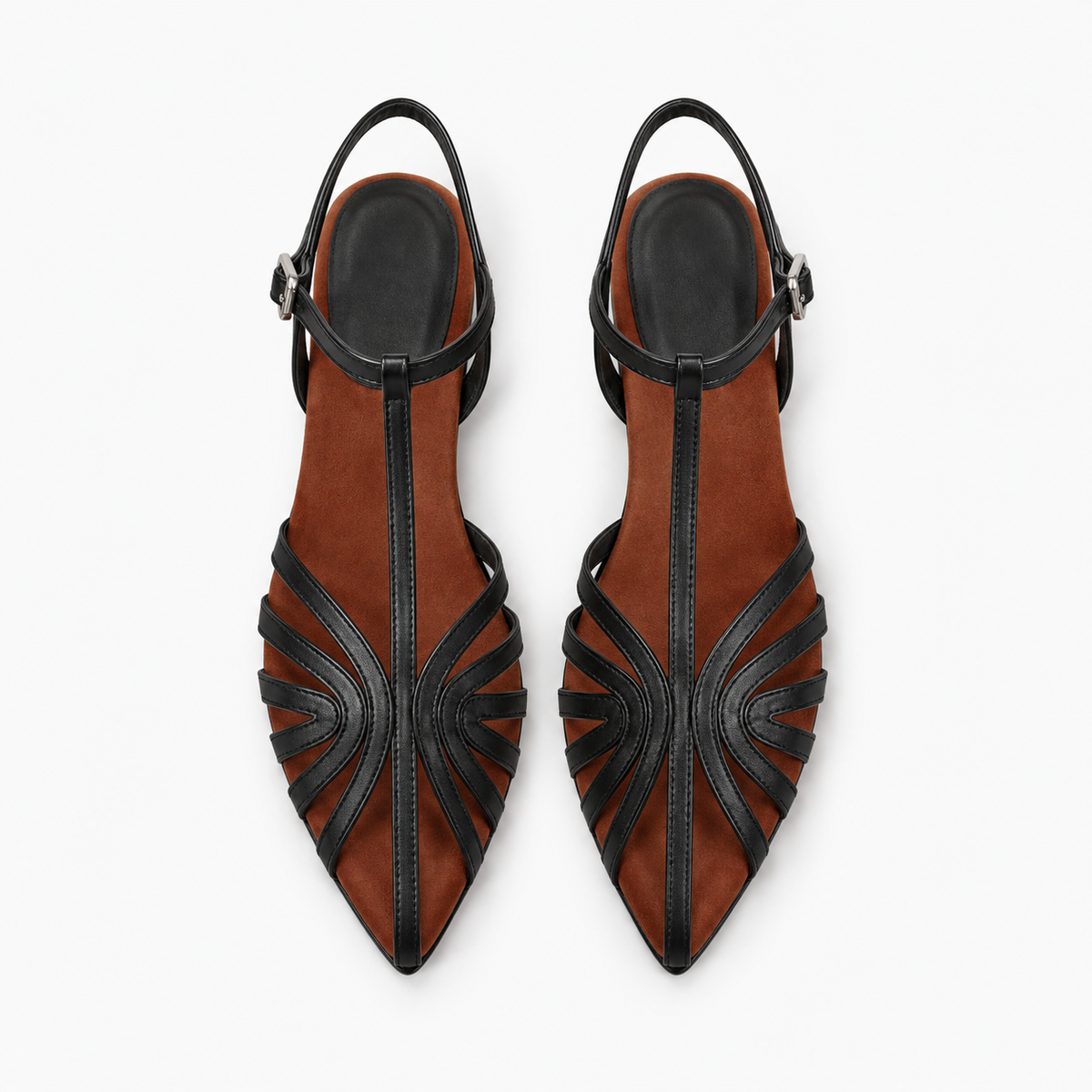 Womens Pointed Cut Out Ballet Flats cut-out detail - ladies ballet flats UK