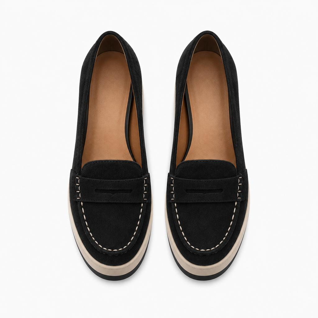Womens Suede Platform Loafers detail view - women's suede loafers UK
