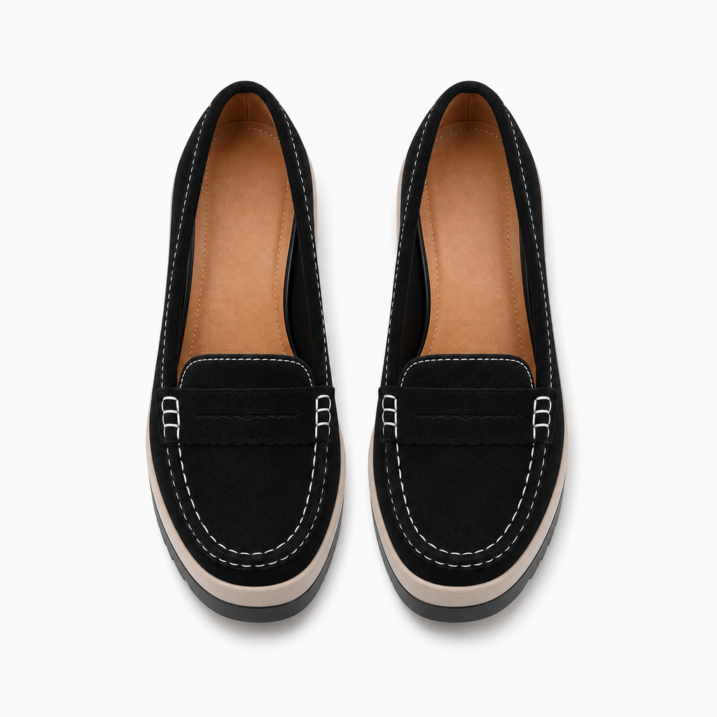 Womens Leather Round Toe Platform Loafers detail view - women's leather loafers UK