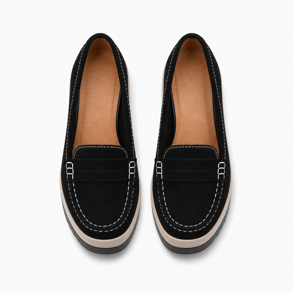 Womens Leather Round Toe Platform Loafers detail view - women's leather loafers UK