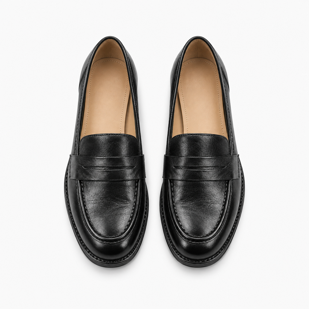 Womens Leather Round Toe Comfort Loafers detail view - women's leather loafers UK