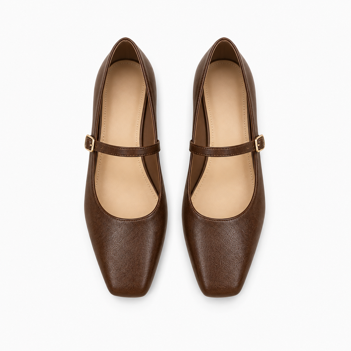 Womens Leather Square Toe Comfort Ballet Flats detail view - women's ballet flats UK