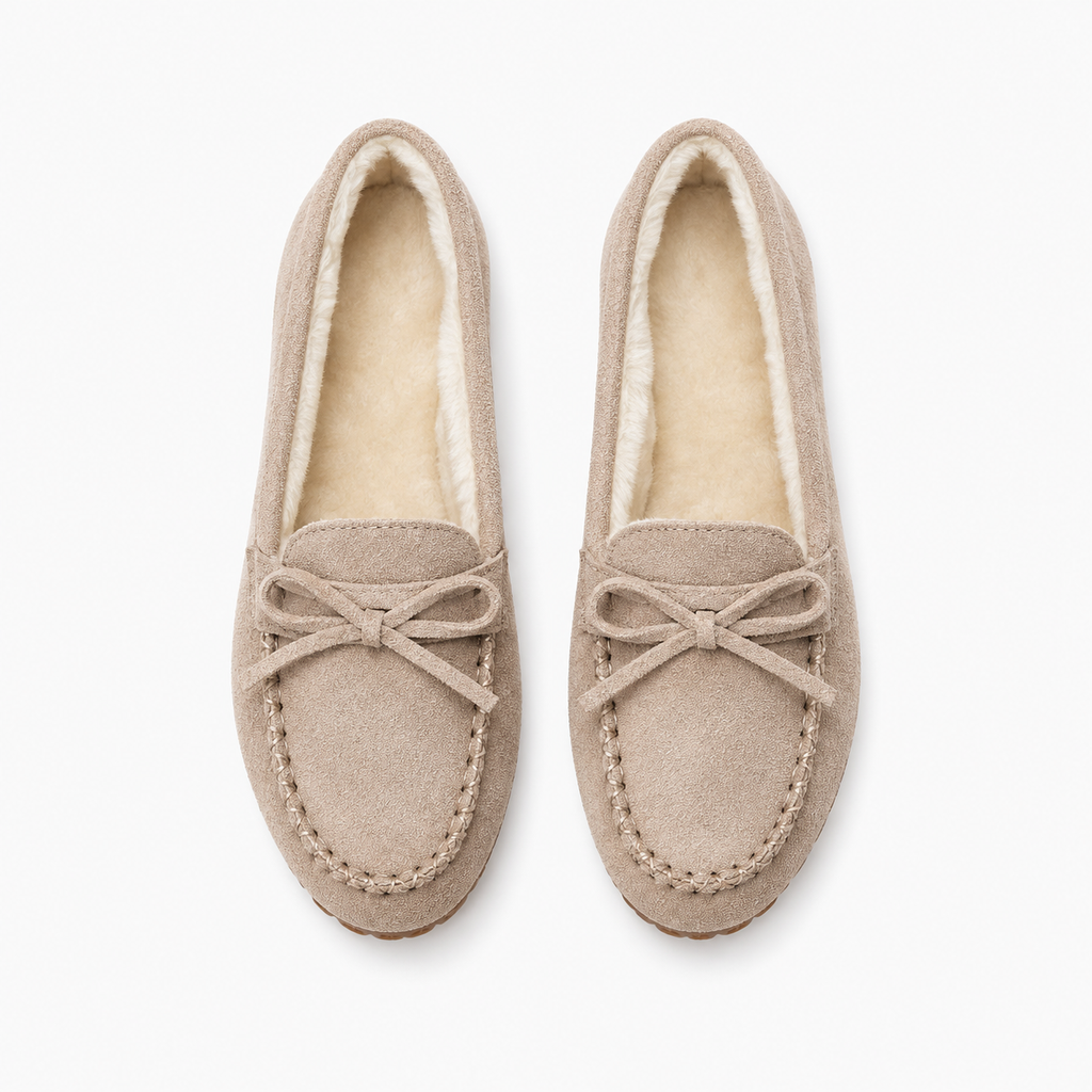 Womens Fur Lined Moccasin Loafers lining detail - fur lined loafers UK