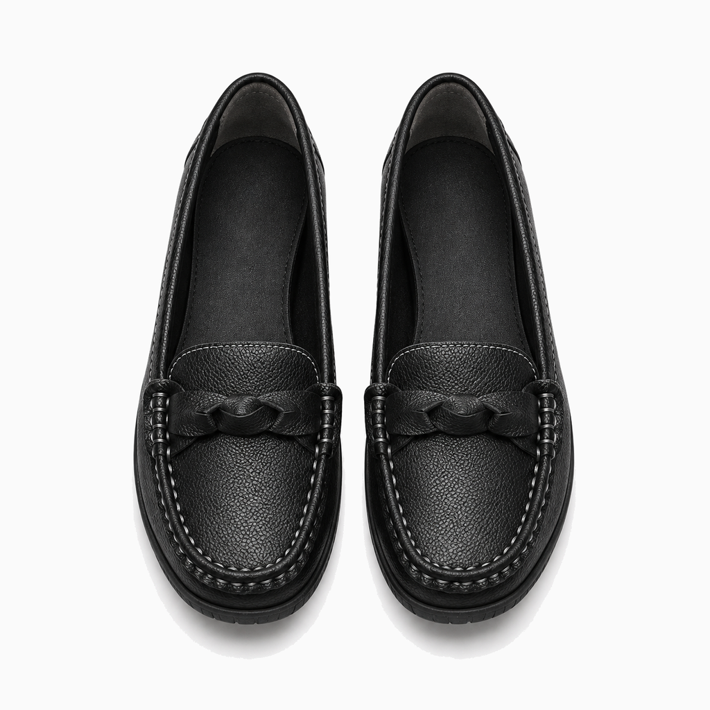 Womens Leather Round Toe Casual Loafers detail view - women's leather loafers UK
