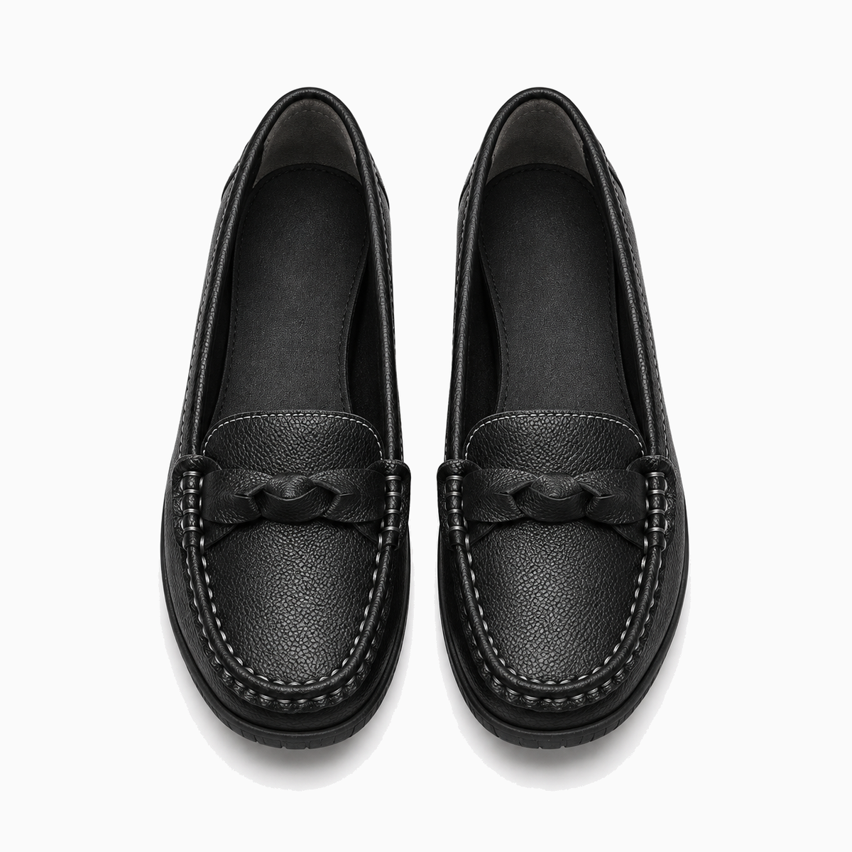 Womens Leather Round Toe Casual Loafers detail view - women's leather loafers UK