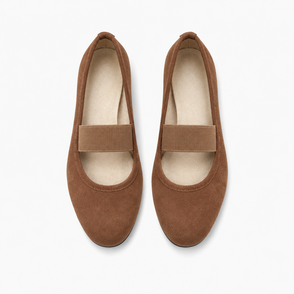 Womens Round Toe Mary Jane Flats front angle - mary jane flats UK