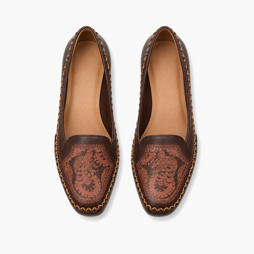 Womens Embroidered Comfort Loafers embroidered detail - womens loafers UK