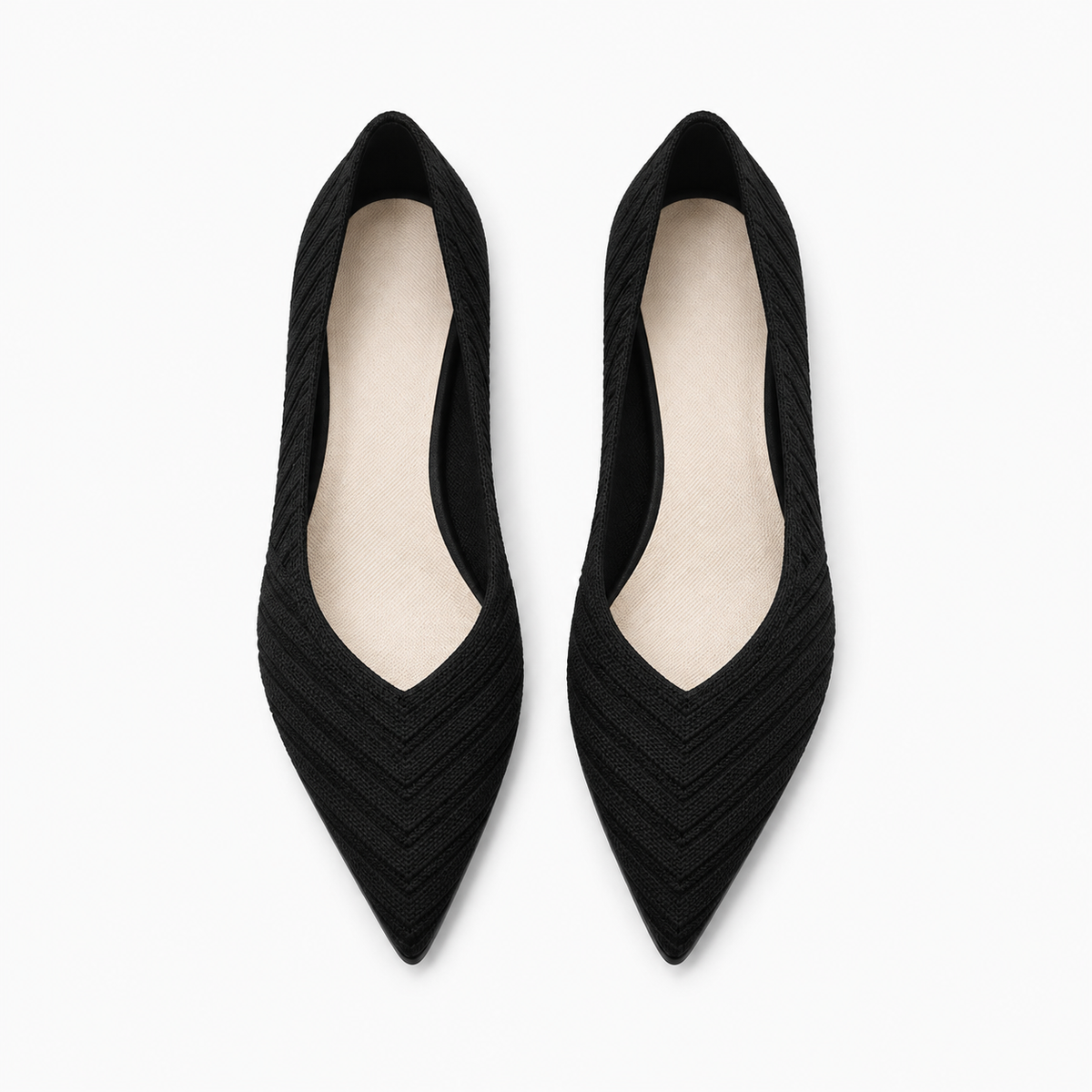 Womens Pointed Toe Knit Ballet Flats detail view - women's ballet flats UK