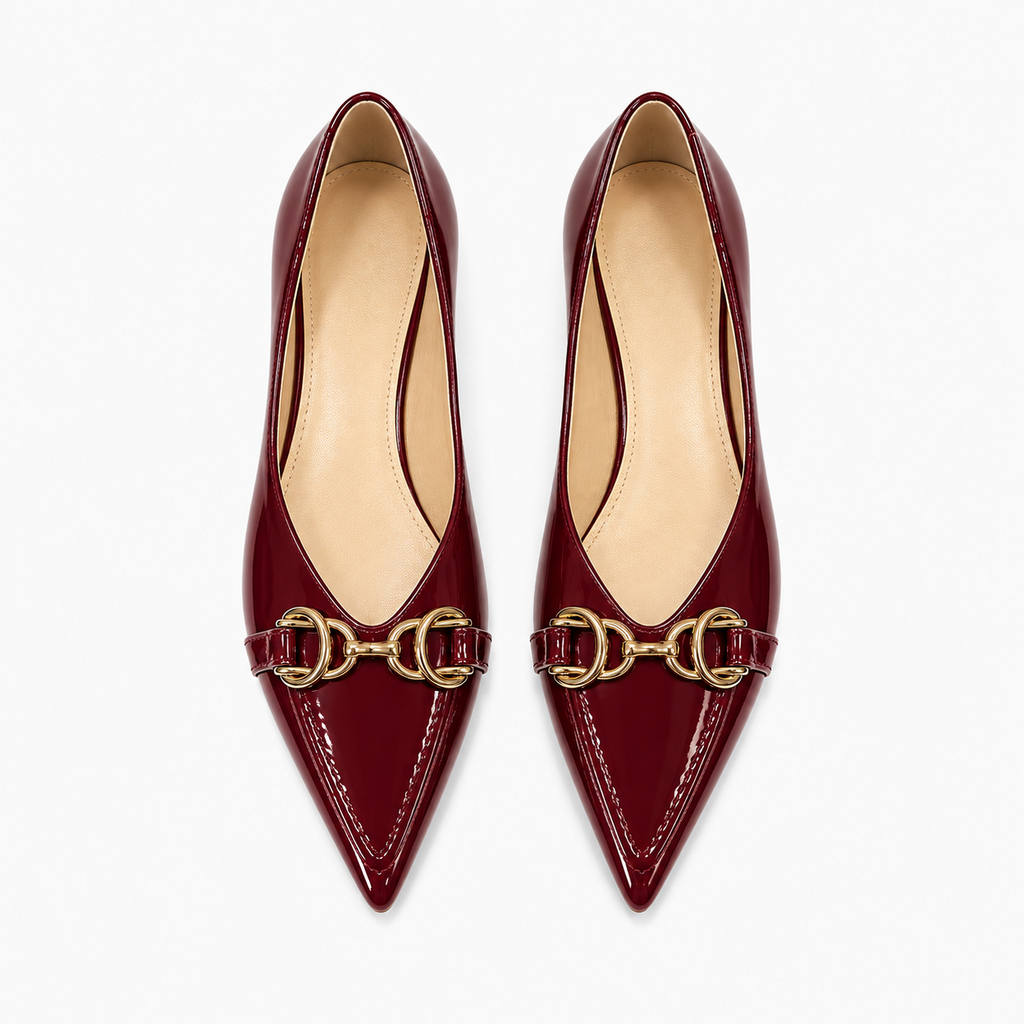 Womens Metal Buckle Ballet Flats detail view - women's ballet flats UK