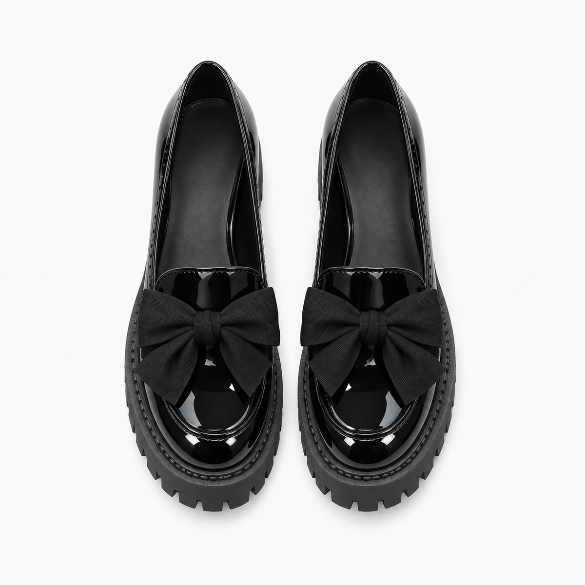Womens Bow Platform Black Ballet Flats detail view - women's ballet flats UK