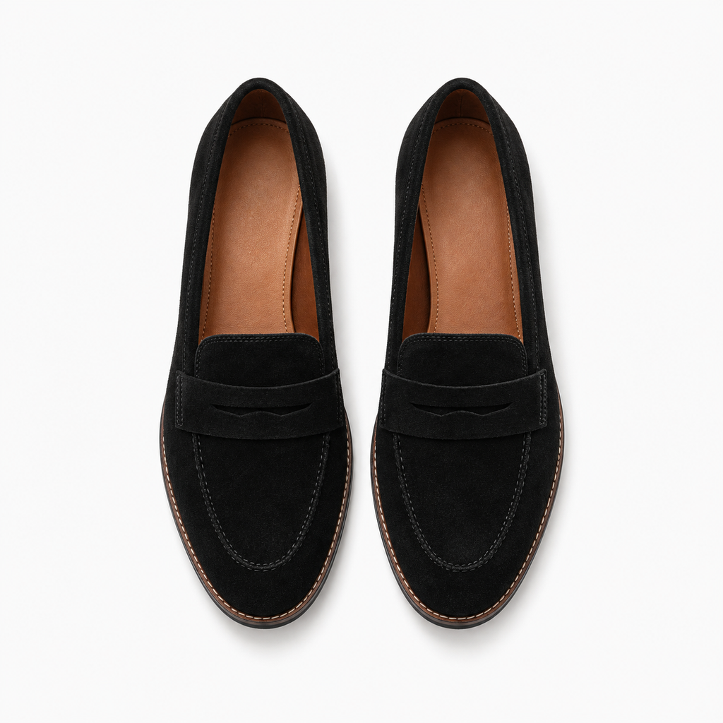 Womens Suede Leather Retro Loafers detail view - women's suede loafers UK