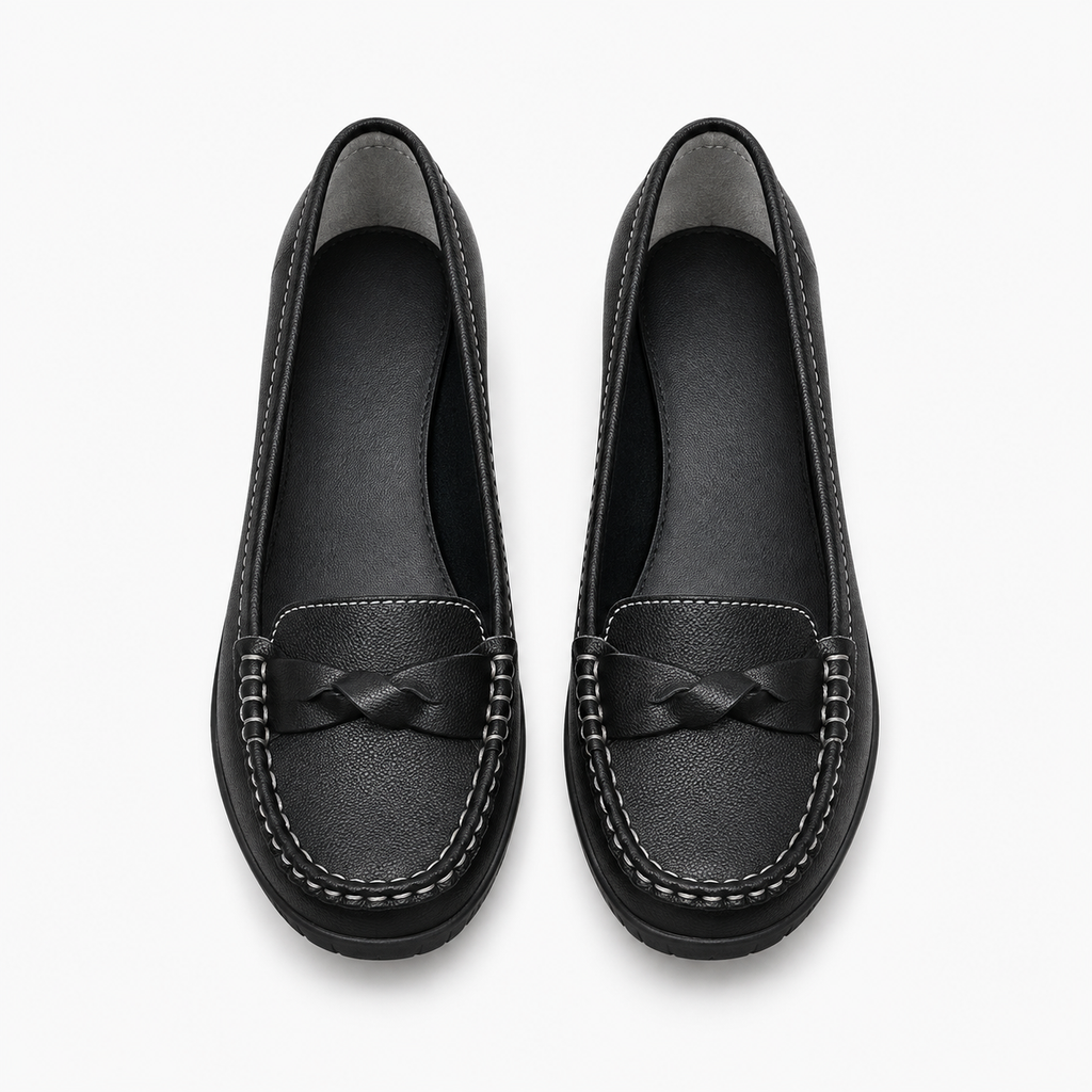 Womens Leather Wedge Ballet Flats detail view - women's ballet flats UK