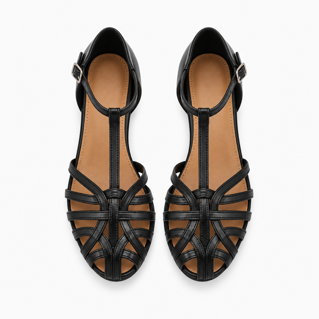 Womens T Bar Woven Ballet Flats woven detail - womens ballet flats UK