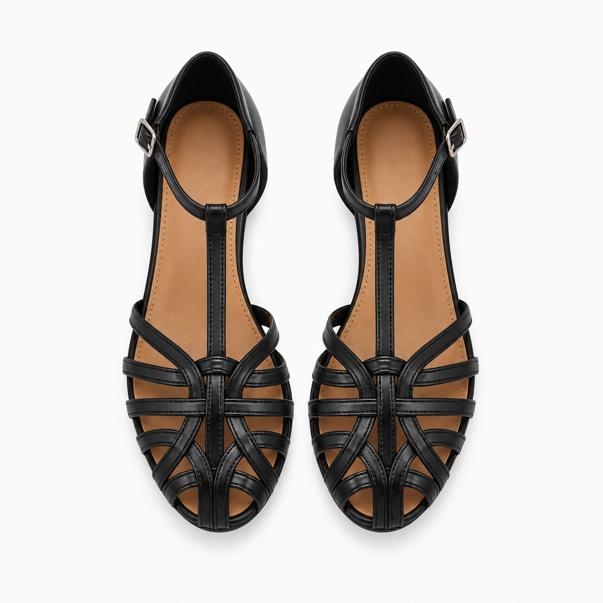 Womens T Bar Woven Ballet Flats woven detail - womens ballet flats UK