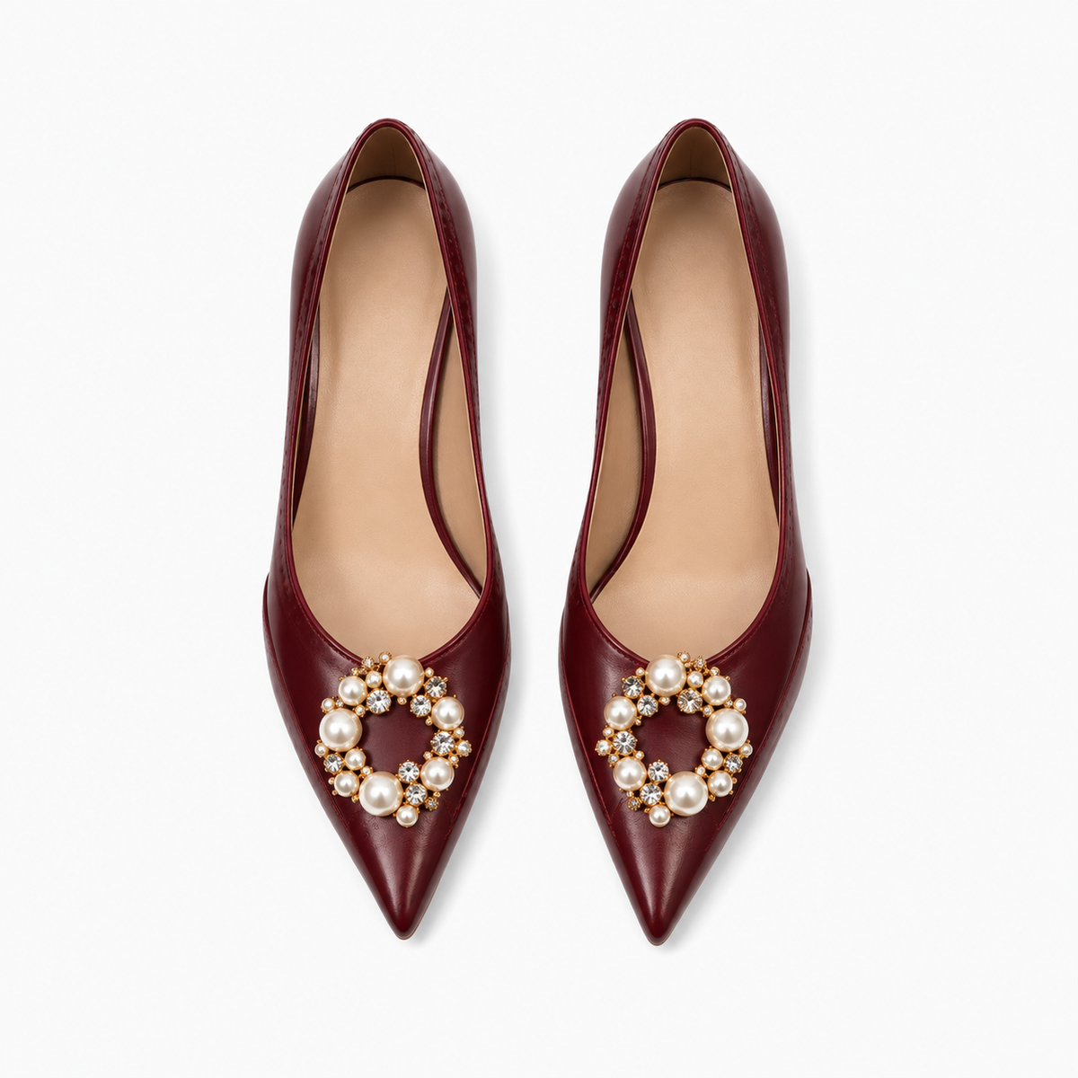 Womens Pearl Crystal Ballet Flats detail view - women's ballet flats UK