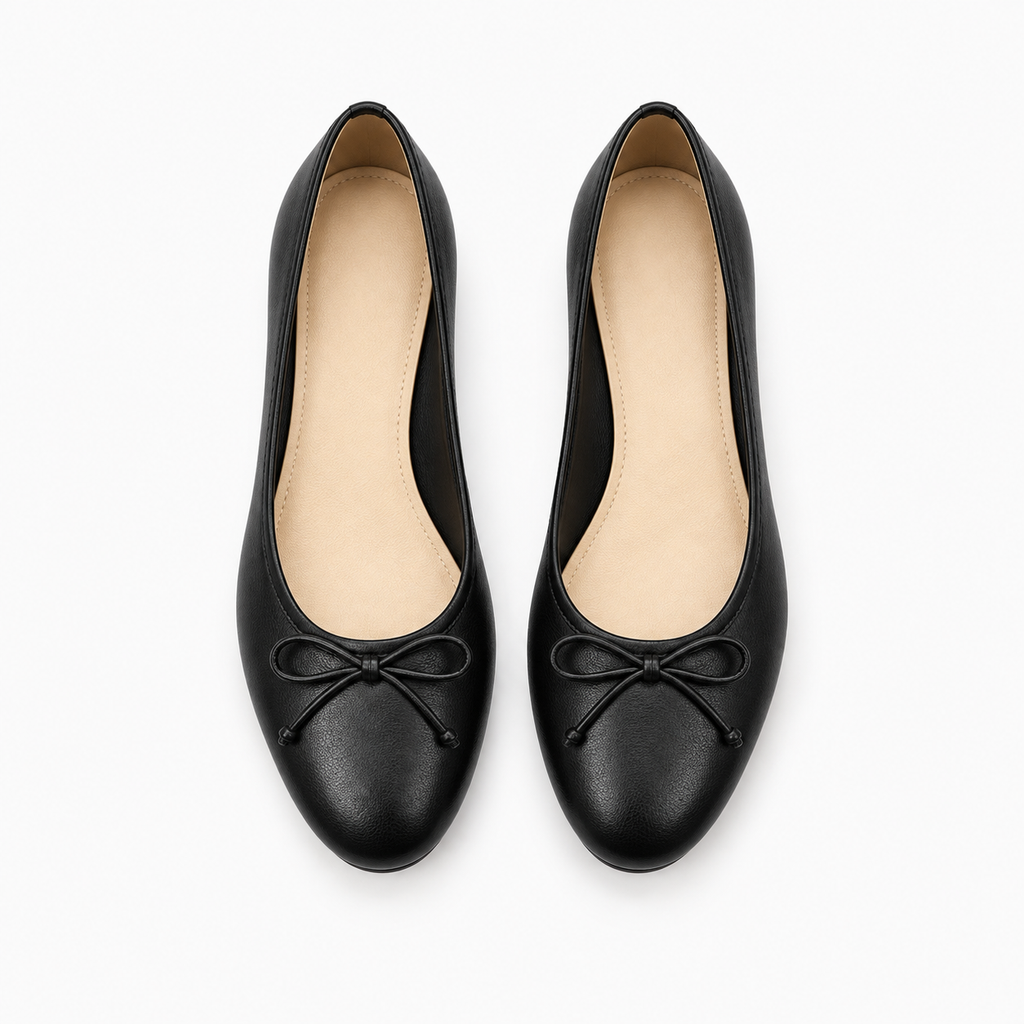 Womens Bow Round Toe Ballet Flats detail view - women's ballet flats UK