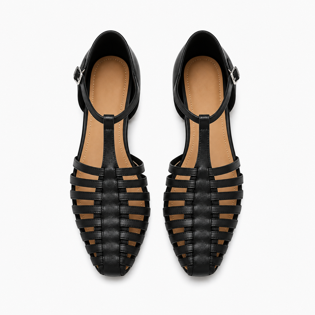 Womens Strappy Woven Ballet Flats woven detail - womens ballet flats UK