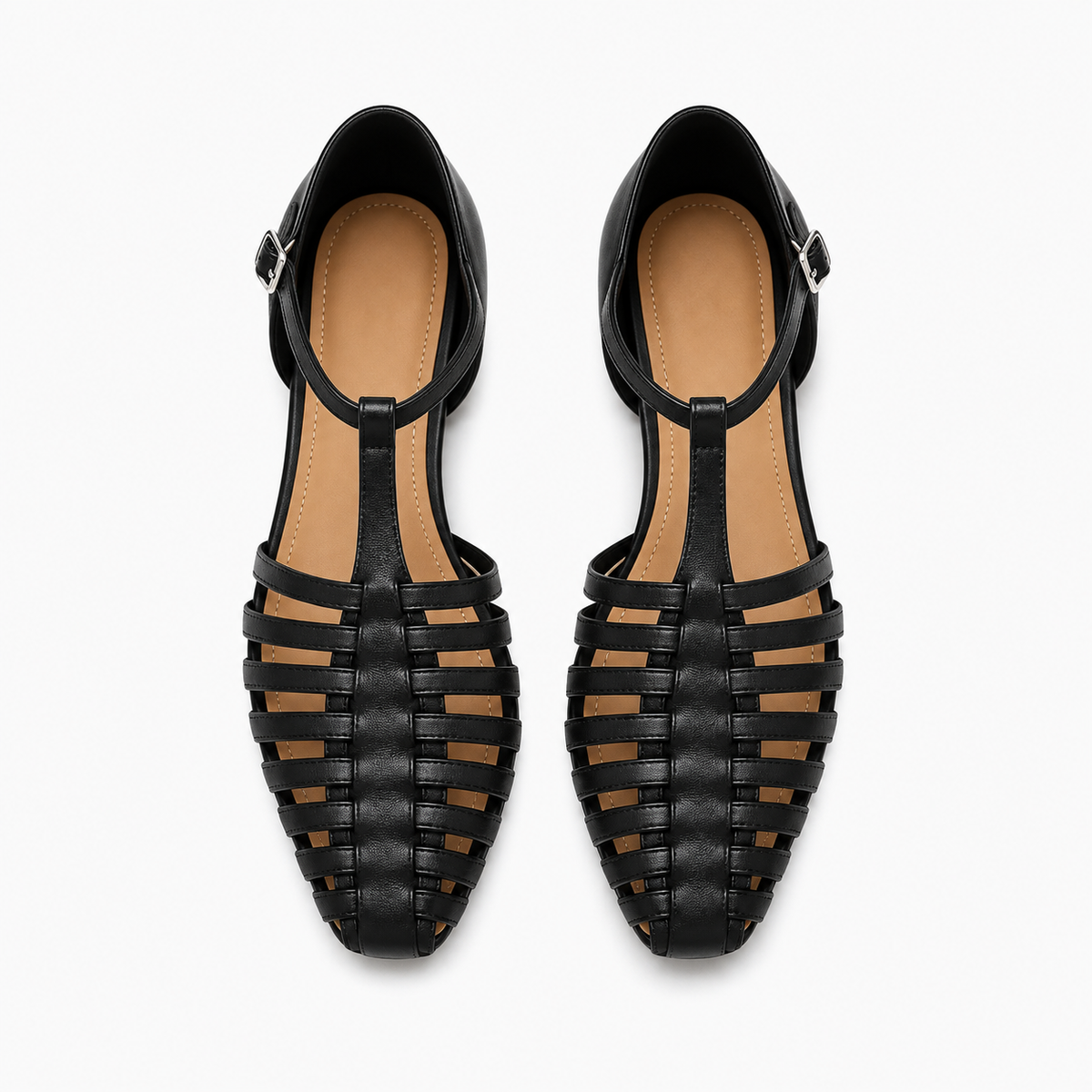 Womens Strappy Woven Ballet Flats woven detail - womens ballet flats UK