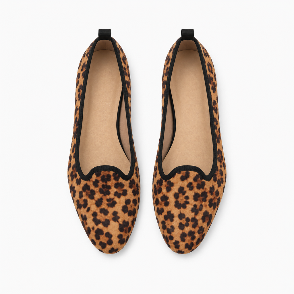 Womens Leopard Print Ballet Flats detail view - women's ballet flats UK