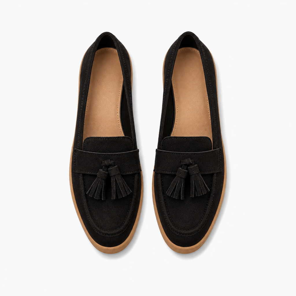 Womens Suede Leather Retro Everyday Loafers detail view - women's suede loafers UK