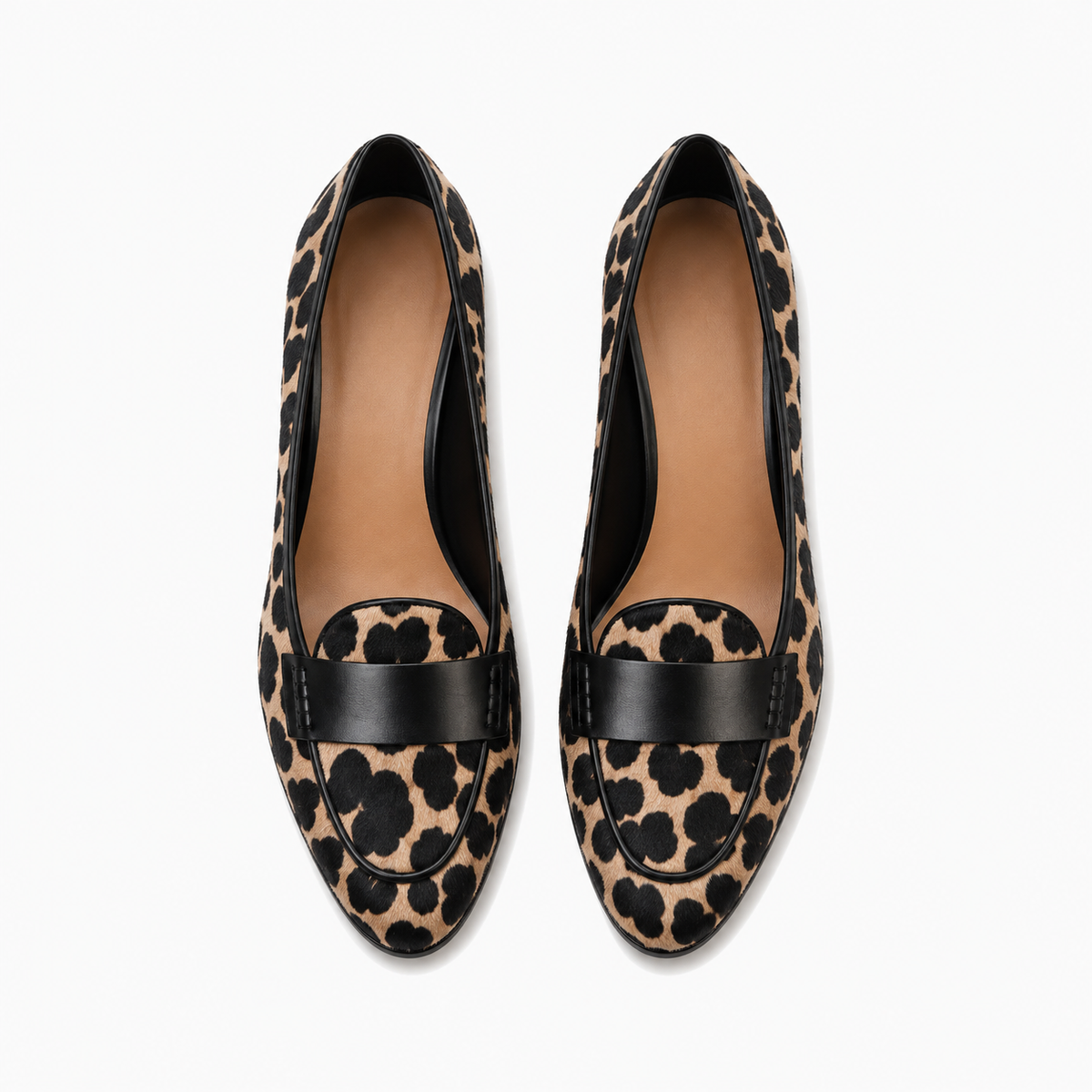 Womens Leopard Print Loafers detail view - ladies loafers UK