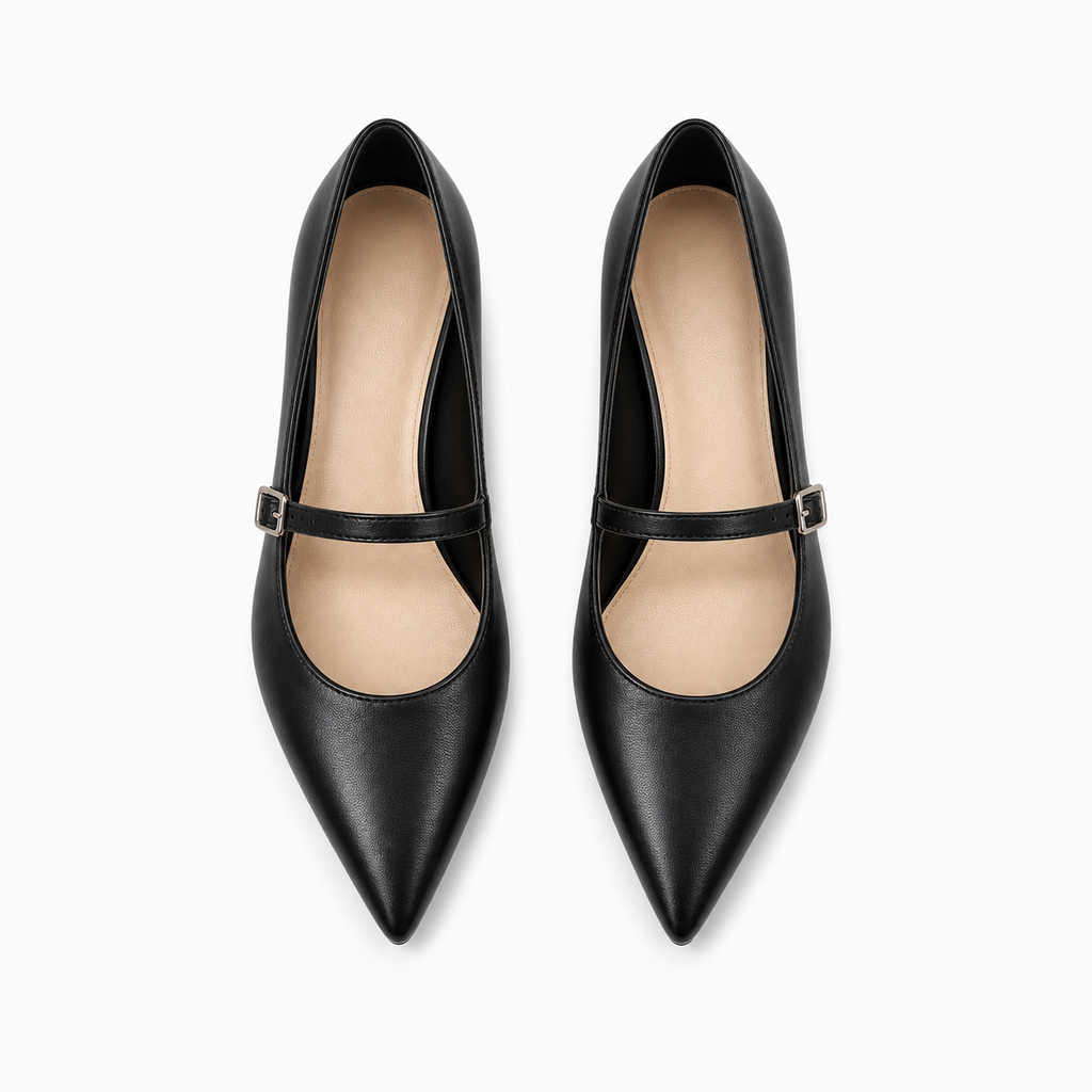 Womens Mary Jane Buckle Leather Ballet Flats detail view - Mary Jane ballet flats UK