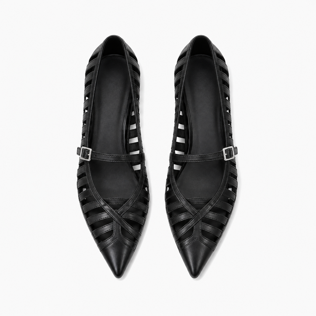 Womens Pointed Toe Chunky Summer Ballet Flats detail view - women's ballet flats UK