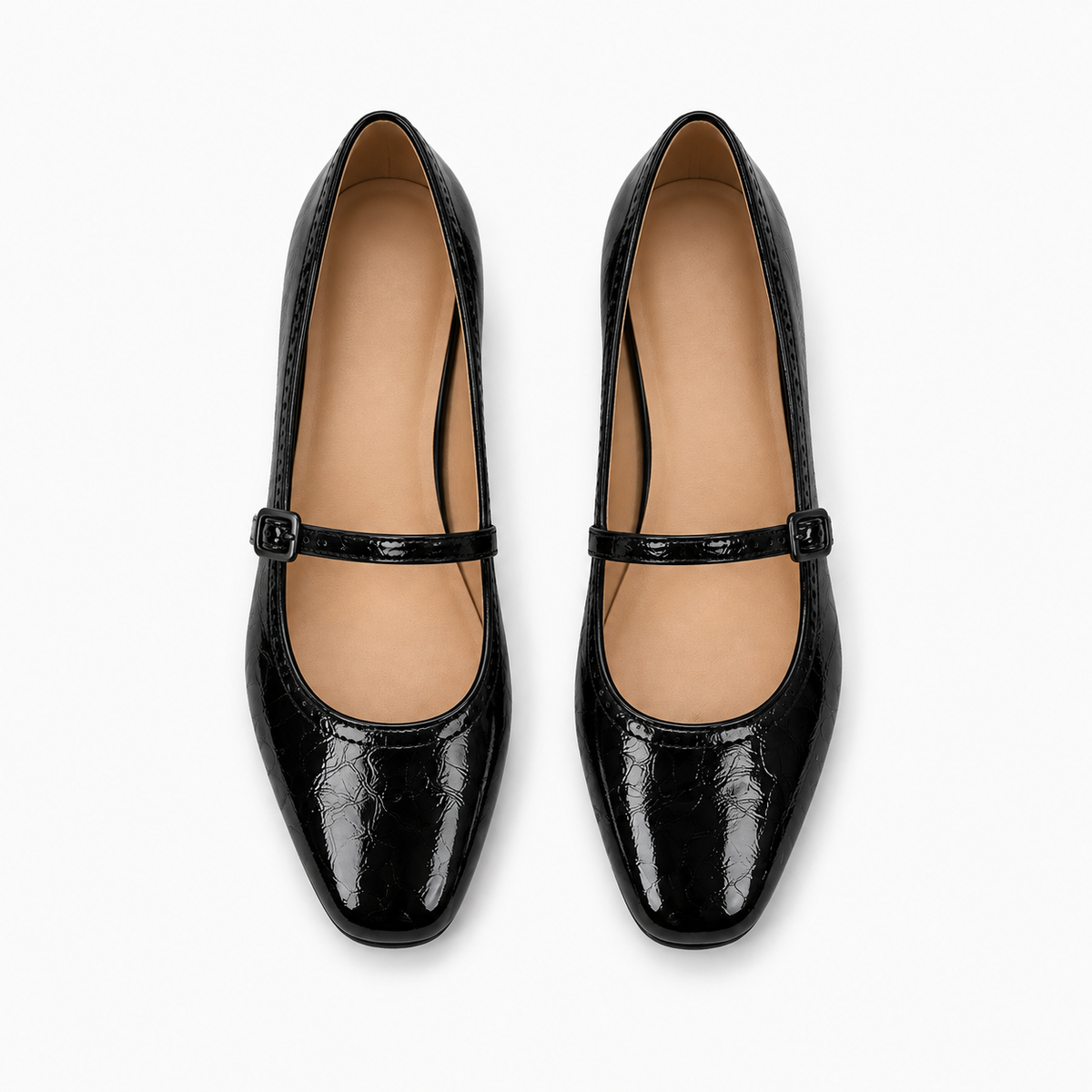 Womens Mary Jane Buckle Strappy Ballet Flats detail view - Mary Jane ballet flats UK