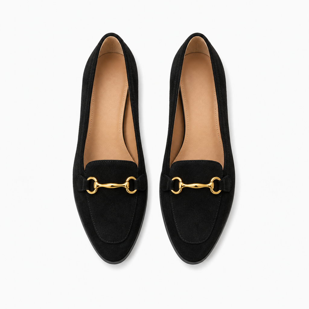 Womens Leather Round Toe Soft Sole Loafers detail view - women's leather loafers UK