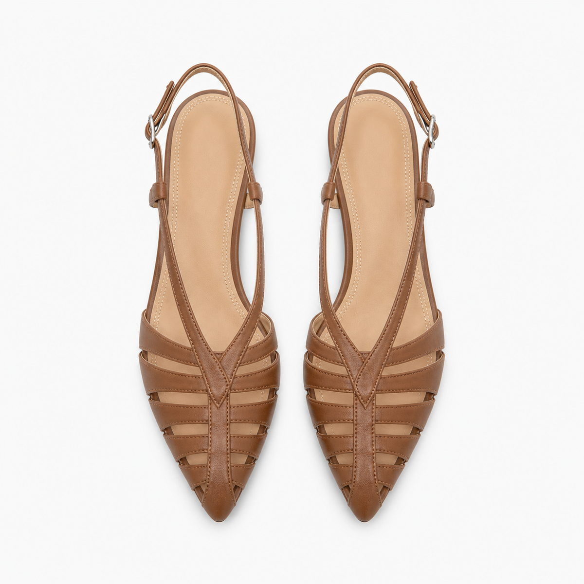 Womens Slingback Strappy Pointed Toe Ballet Flats detail view - women's ballet flats UK