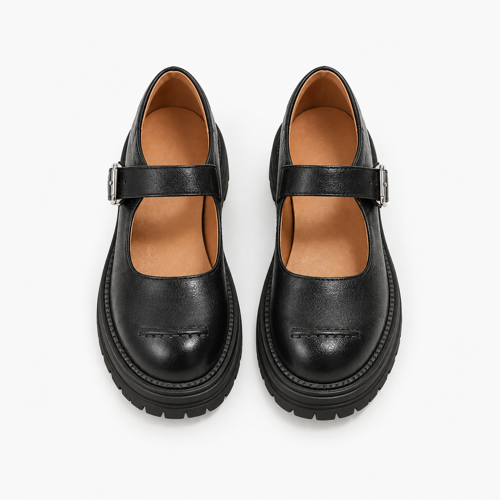 Womens Leather Black Loafers detail view - women's leather loafers UK