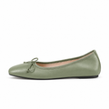 Green Womens Leather-Look Bow Ballet Flats - green ballet flats UK