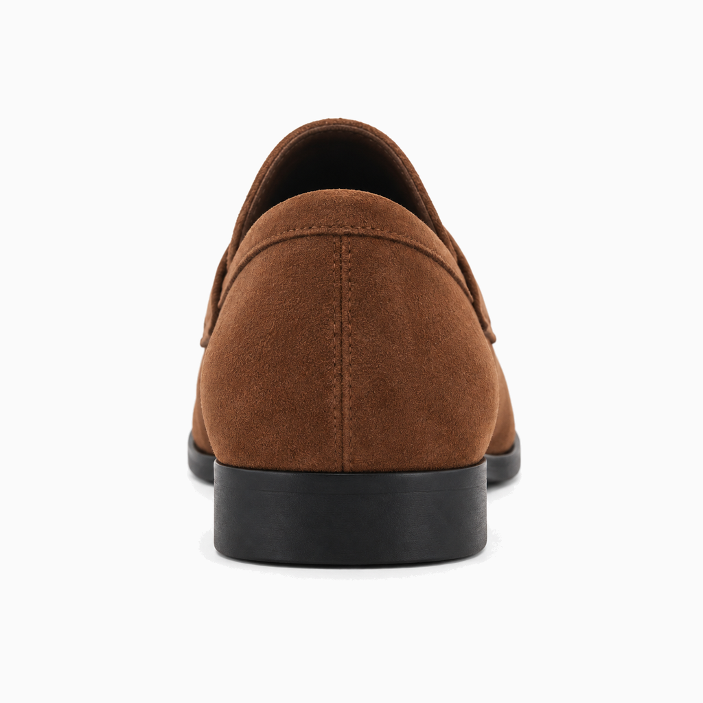 Womens Brown Suede Penny Loafers front view - ladies loafers UK
