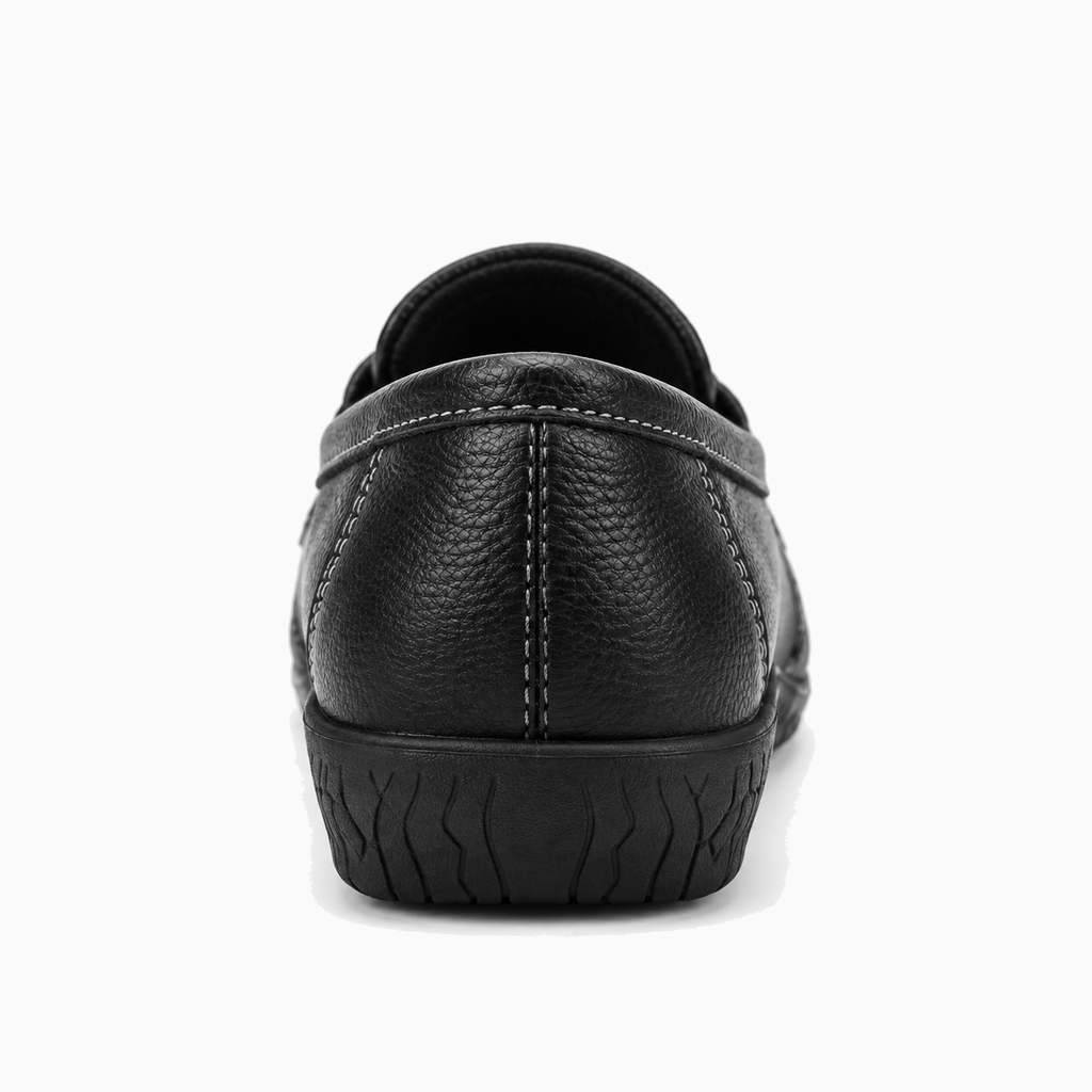 Womens Leather Round Toe Casual Loafers front view - women's leather loafers UK