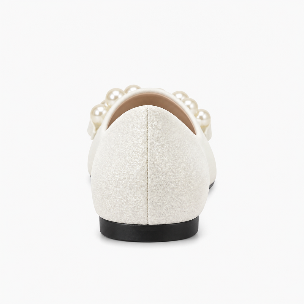 Womens Pearl Square Toe Ballet Flats front view - women's ballet flats UK