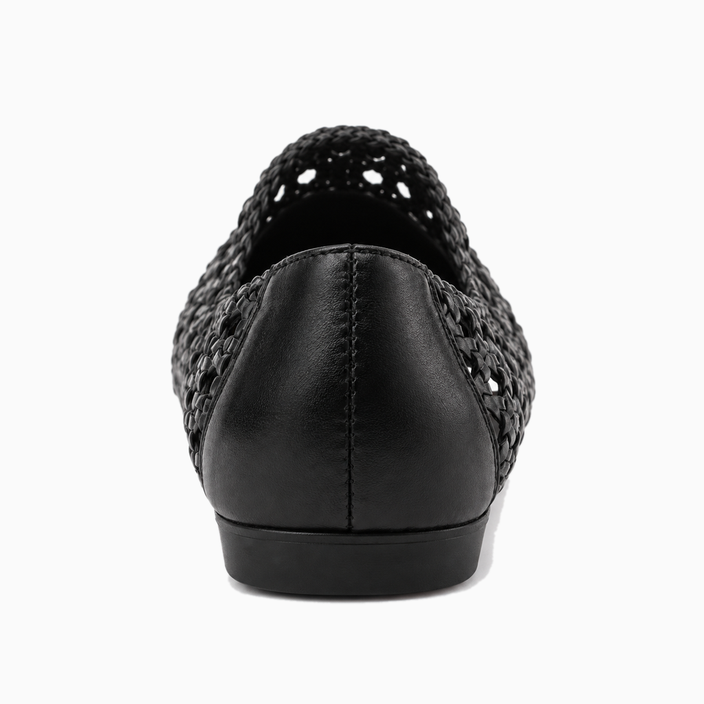 Womens Leather Woven Ballet Flats front view - women's ballet flats UK