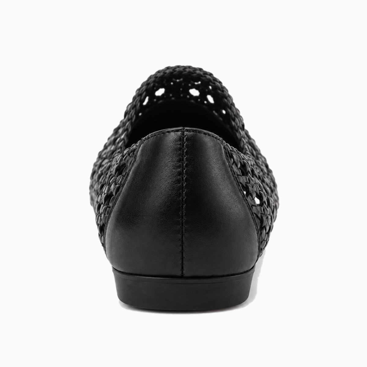 Womens Leather Woven Ballet Flats front view - women's ballet flats UK
