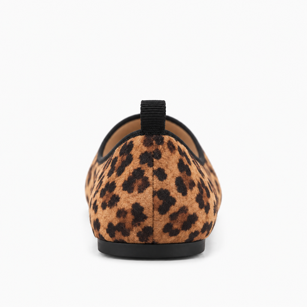 Womens Leopard Print Ballet Flats front view - women's ballet flats UK