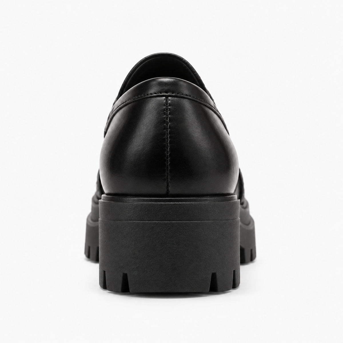 Womens Tassel Platform Black Loafers front view - women's loafers UK