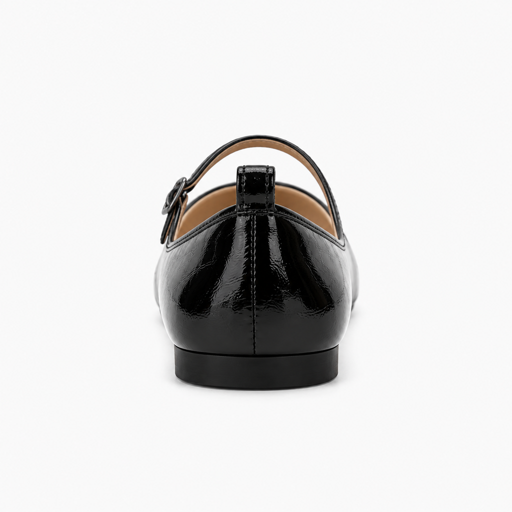 Womens Mary Jane Buckle Strappy Ballet Flats front view - Mary Jane ballet flats UK