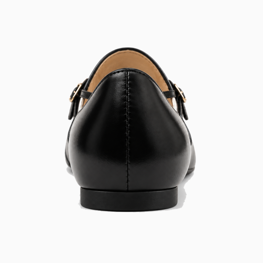 Womens Pointed Toe Strap Ballet Flats front view - womens ballet flats UK