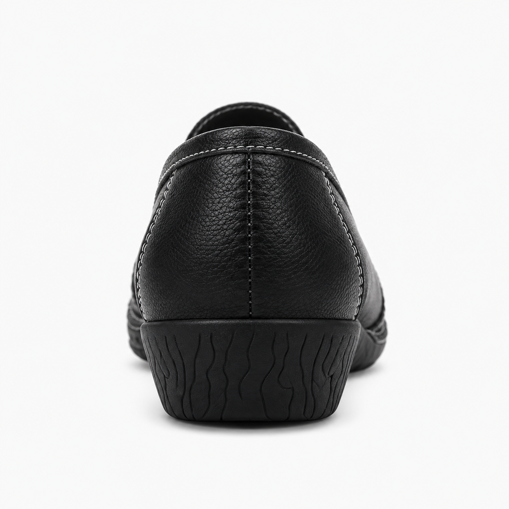 Womens Leather Wedge Ballet Flats front view - women's ballet flats UK