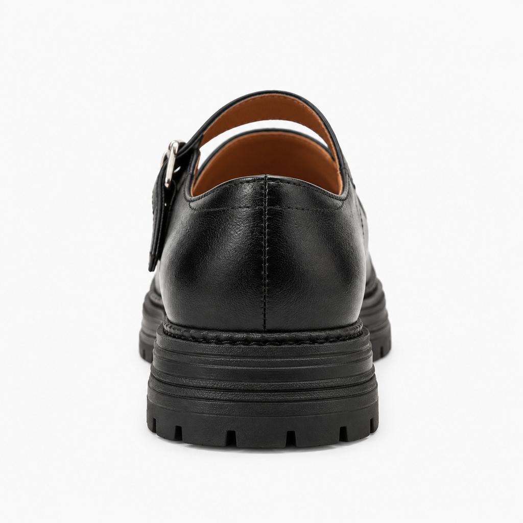 Womens Leather Black Loafers front view - women's leather loafers UK