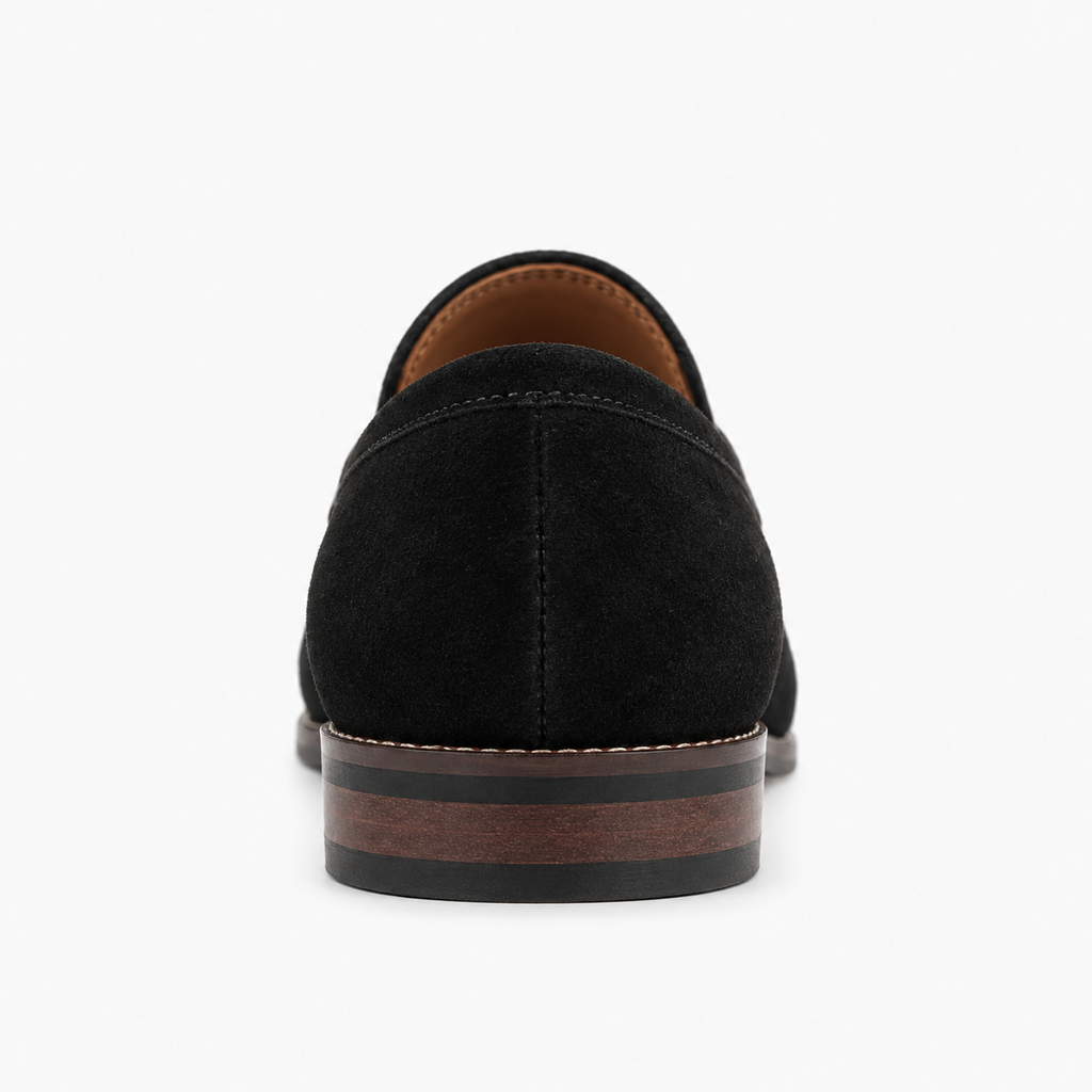 Womens Suede Leather Retro Loafers front view - women's suede loafers UK