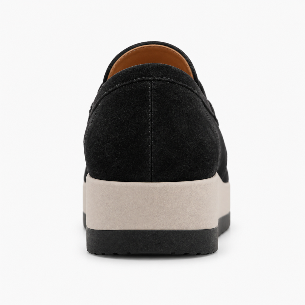 Womens Suede Platform Loafers front view - women's suede loafers UK
