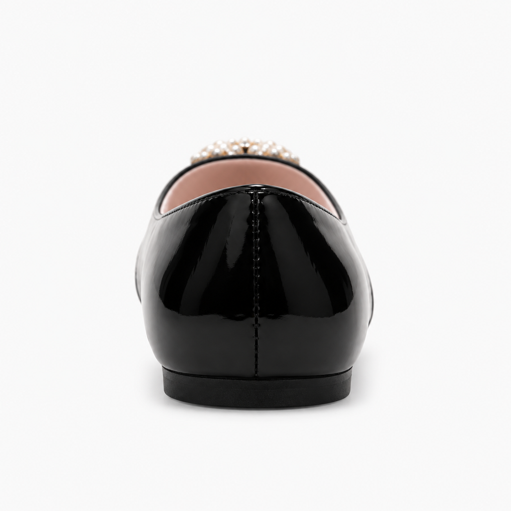 Womens Pearl Heart Ballet Flats front view - dressy ballet flats UK